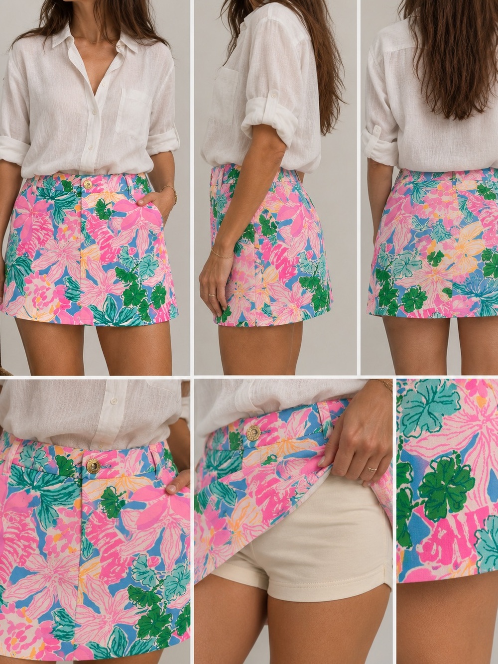 Lilly Pulitzer Skort Tropical Floral -Size 6 Mid Rise Built-In Shorts
